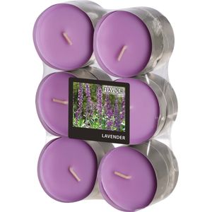 Geur theelichtjes/waxinelichtjes - Maxi - 12x -  lavendel aroma - 8 branduren - geurkaarsen