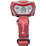 VARTA Outdoor Sports H20 Pro Led-hoofdlamp met 3 AAA-batterijen, spatwaterdicht, dimfunctie, met draaibare kop, rood