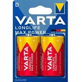 VARTA Batterie Alkaline, Mono, D, LR20, 1.5V, Longlife Max Power, 2 Stück