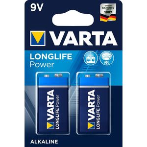 Varta Longlife Power 9 Volt Block - 6LR61 - 2 stuks