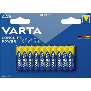VARTA Batterie Alkaline, Micro, AAA, LR03, 1.5V, Longlife Power, 20 Stück