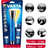 VARTA Outdoor Sports F30 5W LED-zaklamp met 3 High Energy C batterijen met fosforescerende rubberen ring op de lampkop en waterdichte IPX4-behuizing