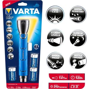 VARTA 18629101421 Zwart, Blauw Zaklamp LED