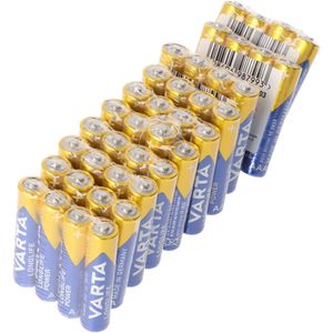 40 Varta Longlife Power Batterijen Alkaline, Micro, AAA, LR03, 1.5V