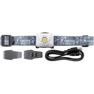 VARTA H30R oplaadbare led-hoofdlamp, ultralicht, spatwaterdicht, met micro-USB-kabel, ideaal voor kamperen, joggen, wandelen, wit