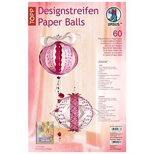 Ursus 23550099 - Designstrepen Paper Balls Celine, 60 strepen en accessoires voor 8 decoratieve ballen