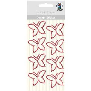 URSUS 75070004 design sticker vlinders, 8 stuks in rood, zelfklevend, ideaal voor scrapbooking, kaarten ontwerpen en decoratie, bont, One Size