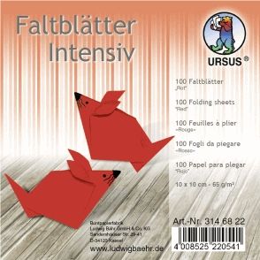 Ludwig Bähr Faltblätter Intensiv Uni 10x10cm VE=100 Blatt rot