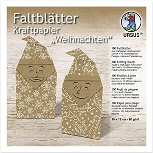 Faltbl&#228;tter Kraftpapier 80g qm 15x15cm Weihnachten 10 Motive VE=100 Blatt