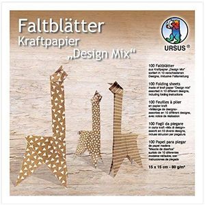URSUS 38055599F kraftpapier Mix 100 vellen bruin wit ca. 15 x 15 cm 80 g/m²