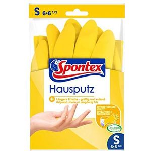 Spontex Hausputz 10 paar handschoenen voor alle huishoudelijke en reinigingswerkzaamheden met katoenen vlokken, maat S