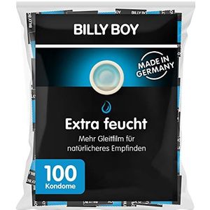 Billy Boy Extra vochtige condooms met meer glijfolie premium grootverpakking, transparant, 100 stuks