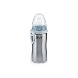 NUK Active Cup Drinkfles voor kinderen, waterdicht, van hoogwaardig roestvrij staal, 215 ml, 12+ maanden, BPA-vrij, blauw (jongens)