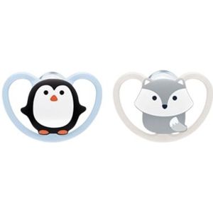 NUK Space Soother 0-6mdr 2-Pack - PinguÃ¯n & Wolf