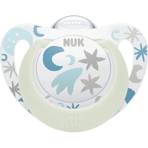 NUK Sterrendag en Night fopspeen, maat 1 in blauw/wit