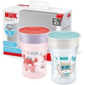 Nuk Magic Cup leerbeker, 360° lekvrije rand, 8+ maanden, BPA-vrij, 230 ml, krab (rood), 2 stuks 10255633