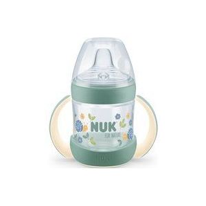 NUK for Nature Drinkbeker, 6-18 maanden, 150 ml, handgrepen en tuit van duurzame siliconen, lekvrij, anti-koliek, temperatuurregeling, BPA-vrij, groen