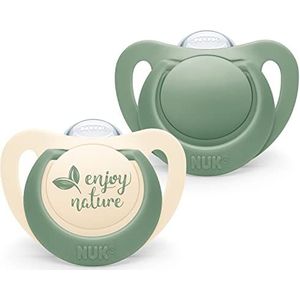 NUK for Nature Babyfopspeen | 0-6 maanden | Duurzame siliconen fopspenen | Gemaakt van 100% natuurlijke grondstoffen | groen | 2 stuks