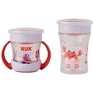 NUK Magic Cup & Mini Magic Cup Duo drinkbeker | 360° lekvrije rand | 6+ maanden | lekvrij en BPA-vrij | 160 ml en 230 ml | blauw