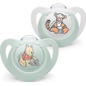 NUK Star Set van 2 BPA-vrije siliconen fopspenen voor baby's van 0-6 maanden - Kalmeert 99% van de baby's - Met etui