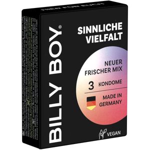 Billy condooms - 3 stuks - tutti frutti, aardbeien, 1 transparant