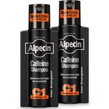 Alpecin Cafeïne Shampoo C1 Black met Nieuwe Geur 2x 250ml | Natuurlijke Haargroei Shampoo voor Mannen