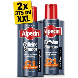 Alpecin Cafeïne Shampoo C1 2x 375ml | Voorkomt en Vermindert Haaruitval | Energizer voor Sterk Haar | Natuurlijke Haargroei Shampoo voor Mannen