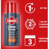 Alpecin Cafeïne Shampoo C1 3x 250ml | Voorkomt en Vermindert Haaruitval | Natuurlijke Haargroei Shampoo voor Mannen