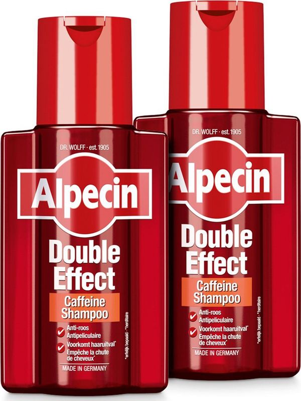 Alpecin Double Effect 2x 200ml | Anti roos en natuurlijke haargroei shampoo | Voorkomt en Vermindert Haaruitval