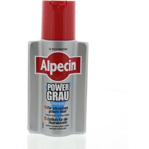 Alpecin Powergrau Shampoo 1 x 200 ml voor aantrekkelijk grijs haar, frisse grijze tinten zonder gele tint, haarverzorging voor mannen, Made in Germany