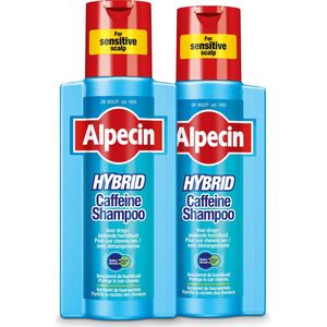 Alpecin Hybrid Shampoo 2x 250ml | Natuurlijke haargroei shampoo voor gevoelige en droge hoofdhuid | Energizer voor sterk haar | Haarverzorging voor mannen | Made in Germany