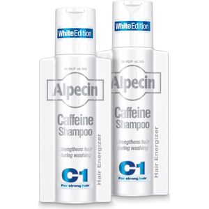 Alpecin Cafeïne Shampoo C1 White met nieuwe geur 2x 250ml Natuurlijke haargroei shampoo voor mannen
