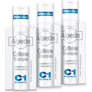 Alpecin Cafeïne Shampoo C1 White met nieuwe geur 3x 250ml Natuurlijke haargroei shampoo voor mannen