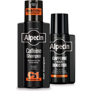 Alpecin Black shampoo and Hair Booster en Haar Tonic Set | Voorkomt haaruitval en ondersteunt de haargroei | Voor alle haar en hoofdhuid types