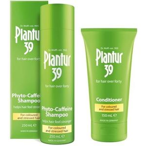 Plantur 39 Cafeïne Shampoo en Conditioner Set voorkomt en vermindert haaruitval | Voor gekleurd gestrest haar | Unieke formule ondersteunt haargroei
