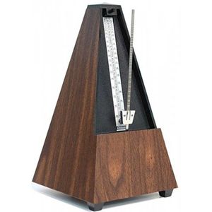 Wittner Metronoom Taktell Piramidevorm Systeem Maelzel Serie 802K - Met bel - Met plexiglas deksel - Notenhout nerf - Mechanisch opwindbaar - Geen batterijen nodig - Made in Germany