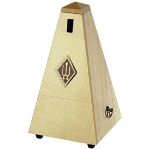 Wittner Metronome Taktell piramidevorm Maelzel serie 810 massief houten behuizing met bel natuurlijke esdoorn mat mechanisch opwindmechanisme geen batterijen nodig Made in Germany