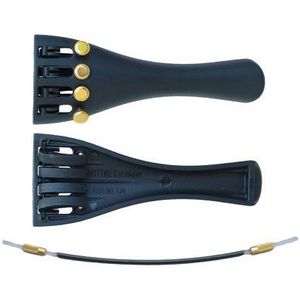 Wittner 918141G, Vioolstaartstuk ultra hightech kunststof, voor 1/4 viool, zwart, vergulde schroeven, Made in Germany