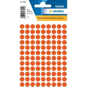Herma 1842 Etiket Rond 8mm Rood - Pakje met 5 velletjes stickers