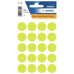 HERMA - 1884 - Etiket - Fluor Geel - 100 Stuks - Rond
