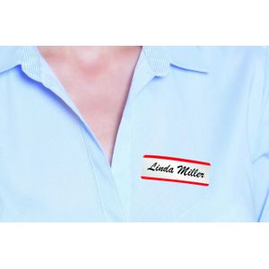Herma - 1902 - Naambadge Etiketten - Wit/Rood - 54 x 19 mm - 16 Stuks