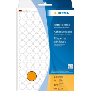 Herma 2234 Universele Etiketten Ø 13mm Fluor Oranje - 1848 st.