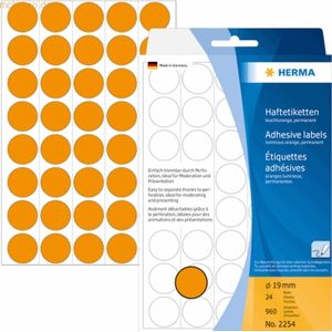 Etiket HERMA 2254 rond 19mm fluor oranje 960stuks