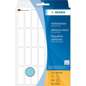 HERMA 2363 multifunctionele etiketten mini (13 x 40 mm, 32 velles, papier, mat) zelfklevend, permanent klevende huishoudelabels voor handschrift, 896 stickers, blauw