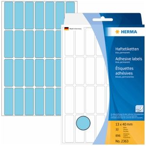 HERMA 2363 multifunctionele etiketten mini (13 x 40 mm, 32 velles, papier, mat) zelfklevend, permanent klevende huishoudelabels voor handschrift, 896 stickers, blauw