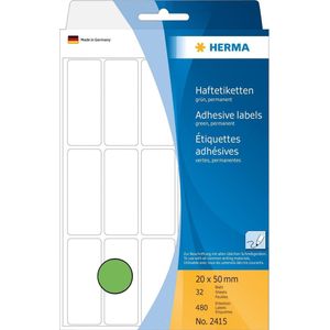 HERMA - 2415 - Multifunctionele Etiketten - Groen - 480 Stickers, 20 x 50 mm, Papier, Mat, Zelfklevend