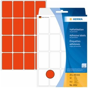 HERMA Vielzwecketiketten rood 25x40 mm Papier mat 512 St.