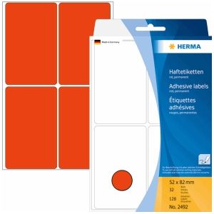Herma 2492 Univers. Etiket bureauverp. 52x82mm Rood - 128 etiketten