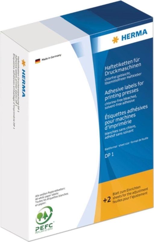 Hechtetiketten - DP1 - Wit - 34 x 53 mm - Permanent Hechtend