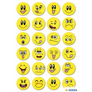 Etiketten - Smileys - Kunststof - 1 Vel Met 24 Stickers